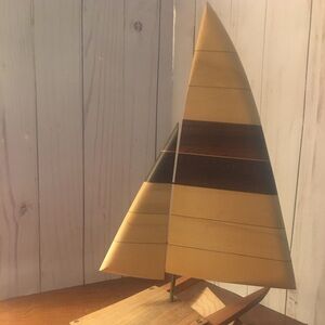 Teak wood sailboat.